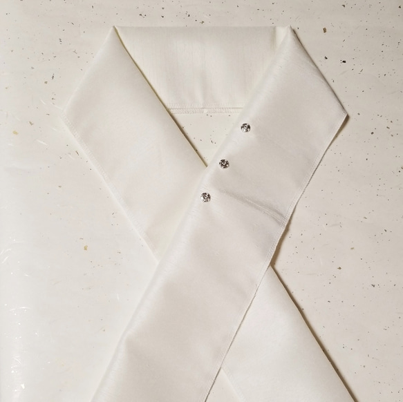 くるみボタン半衿　オーガンジーストーン(白) 3枚目の画像