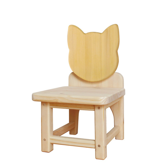 ＜出産祝・誕生祝＞【名前入れ可】パステルこども椅子《受注生産》木工職人がつくるやさしいスツール 猫うさぎくま 4枚目の画像