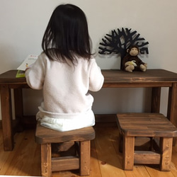 ローカウンターテーブルset♡ MIXカラー☺家族が集うリビングにも  職人がつくる天然木の机と椅子 1枚目の画像