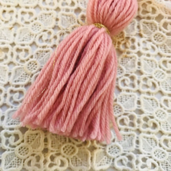 日本製ウール100％糸で作ったタッセル　Rose clair 4枚目の画像