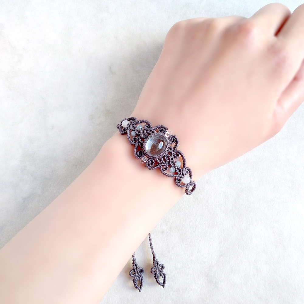 アクアマリンのマクラメ編みブレスレット【麗珠 −レイジュ