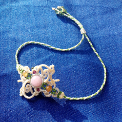 春の円舞曲(ワルツ)・ローズクォーツのマクラメ編みブレスレット 2枚目の画像