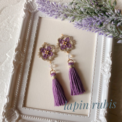 紫タッセルイヤリング(タティングレース ) イヤリング