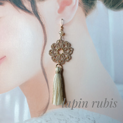 秋冬♡シャネルストーンxお洒落タッセル♡ピアス 大人可愛いレディ向け♡