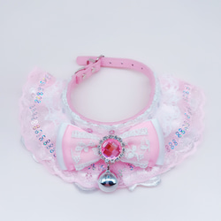 「注文製作」可愛いピンク色レース 猫 首輪 犬 首輪 おしゃれ お出かけ用 浴衣 オーダーメイド 3枚目の画像