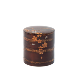 桜皮を使った秋田の伝統工芸品「樺細工」　総皮茶筒（小）ラデンオリジナル 1枚目の画像