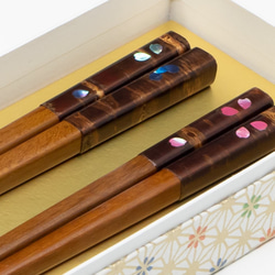 桜皮を使った秋田の伝統工芸品「樺細工」　桜皮箸　ラデン　夫婦セット 2枚目の画像