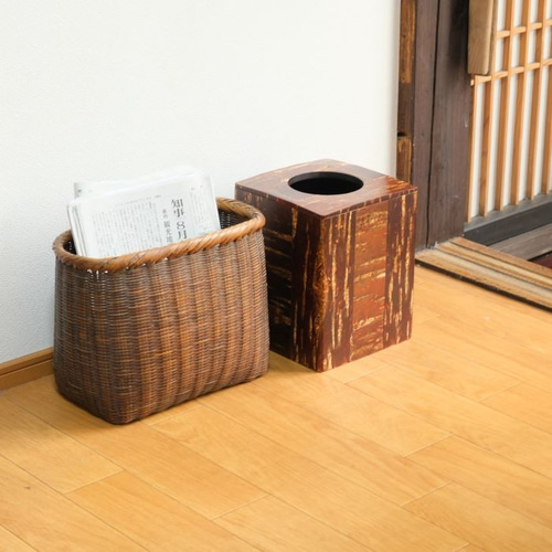 桜皮を使った秋田の伝統工芸品「樺細工」 ダストボックス 小