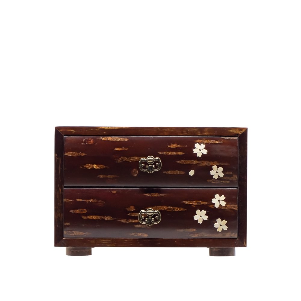 伝統工芸品 秋田樺細工二段小物入れ 樺細工 引き出し 伝統工芸