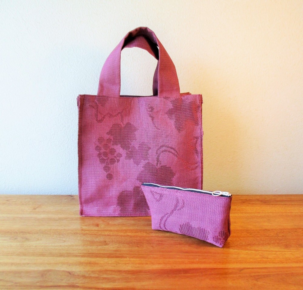 トートバッグとお揃いポーチセット　葡萄だな