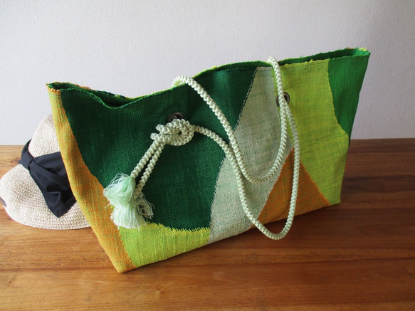 帯バッグ　緑の風　Obi Bag: Green Wind 5枚目の画像