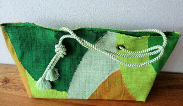 帯バッグ　緑の風　Obi Bag: Green Wind 7枚目の画像