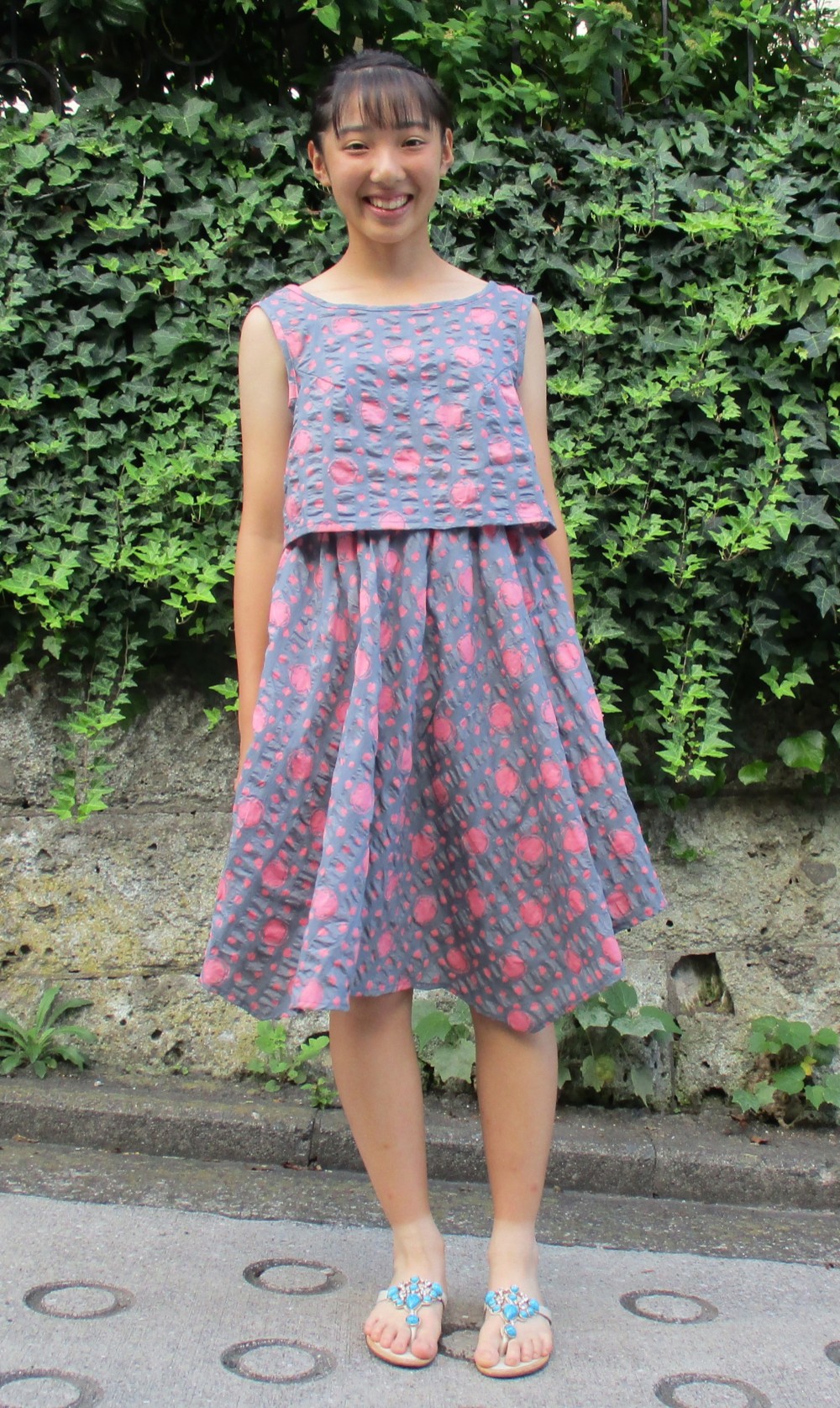 ベスト付きスカート　花吹雪