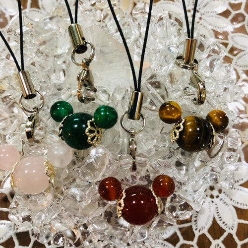 パワーストーンストラップ4点セット ネックストラップ ヤンバルつる  