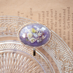 青紫のかすみ草の花束　ポニーフック オーバル 3枚目の画像