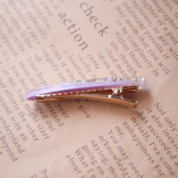 【SALE】白のかすみ草 紫ボタニカルヘアクリップ　バイオレット ドライフラワー 4枚目の画像