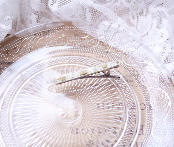 【SALE】白いノースポールとかすみ草のボタニカルヘアクリップ02 5枚目の画像