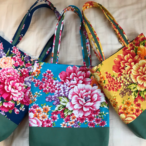 台湾花柄 バッグ 黄色 トートバッグ ooneko 通販 7080548｜Creema