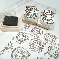 消しゴムはんこ♪猫風神・猫雷神♪2個セット♪ はんこ・スタンプ