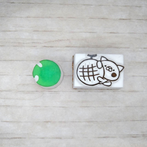 消しゴムはんこ♪果物×ねこシリーズ♪メロン×ねこ♪はんこ2個セット