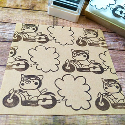 消しゴムはんこ♪わいるどにゃんこ♪バイクに乗るねこ♪ はんこ
