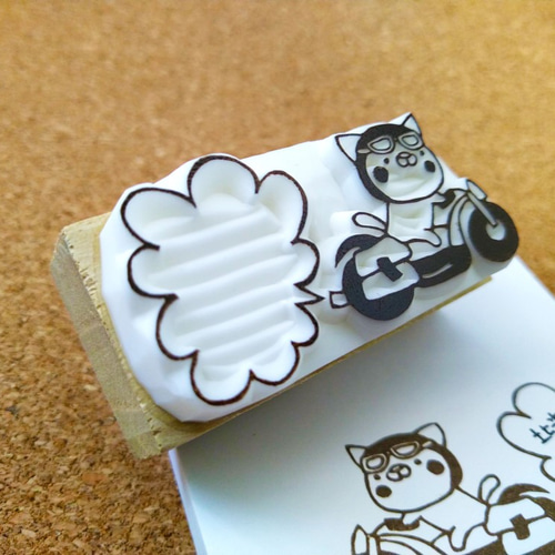 雨の日のねこ 消しゴムはんこ karafuru_g1ss-hkdr0319-0321