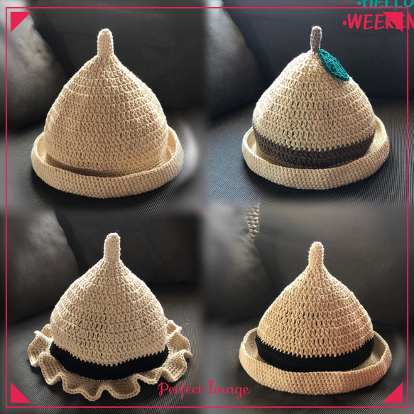 どんぐり帽子 コットン100%の麦わら帽子風 丸まり 