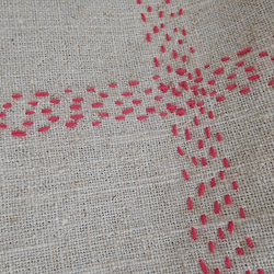 リネン  ステッチバッグ 赤 4枚目の画像