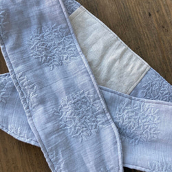 大人可愛いダブルガーゼ刺繍レースラージブーケオーキッドグレー　クールスカーフ　ネッククーラー　保冷剤付き　熱中症対策暑さ 3枚目の画像