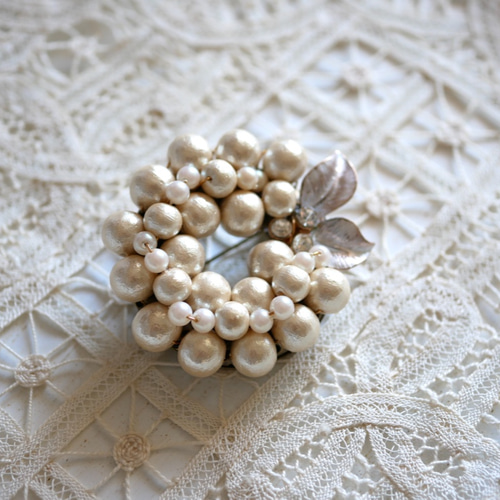 リーフのコットンパールブローチ ブローチ verdad 通販 11059729