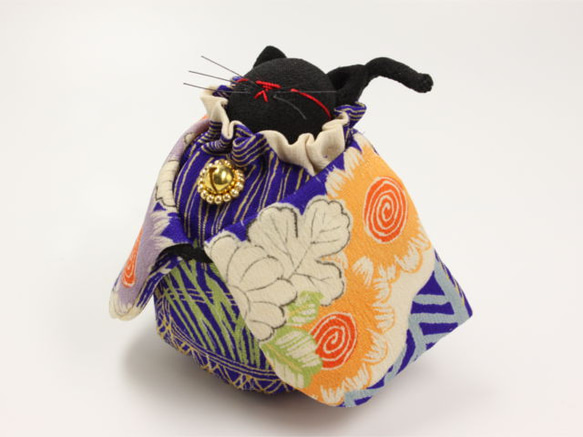福々ねこ ／ ちりめん細工 ／ AD-002-0003 その他人形 和布細工
