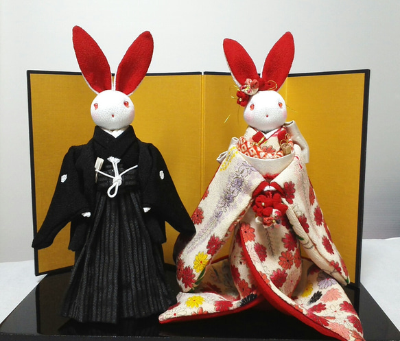 うさぎ花嫁花婿 (いづき様ご注文品) その他人形 和布細工工房 愛彩