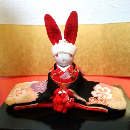 座り着物うさぎ 新郎新婦 ちりめん細工 その他人形 和布細工工房