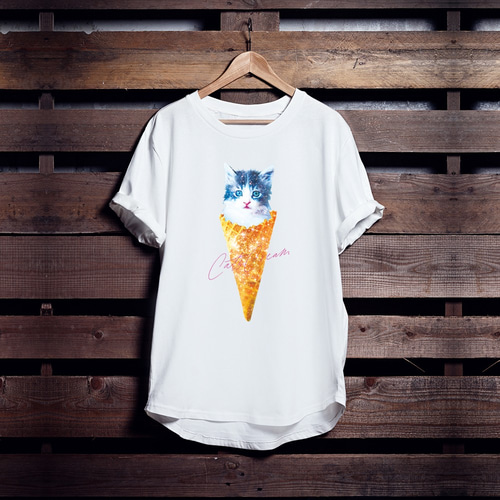 ねこアイスクリームTシャツ「CatsCream」 Tシャツ ｢MessagE