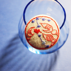 さそり座 星座刺繍くるみボタンブローチ/ヘアゴム スコーピオン アンタレス 8枚目の画像