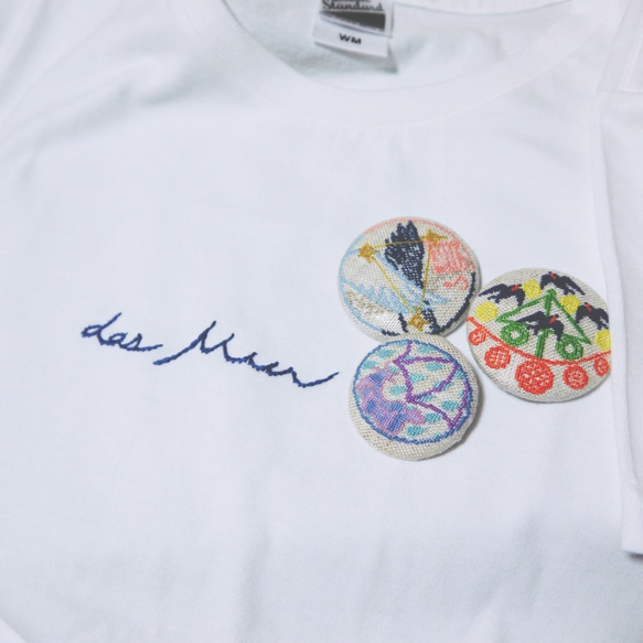 外国語刺繍Tシャツ「海」(レディース/メンズ・白) 4枚目の画像