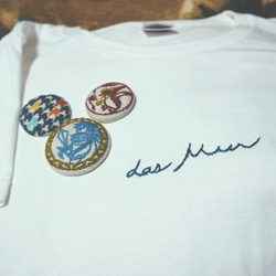 外国語刺繍Tシャツ「海」(レディース/メンズ・白) 6枚目の画像