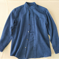艶のある藍染・変わり織・オトナのメンズシャツ｜28000円のオーダーメイド｜遠州織物｜キラリと個性が光る藍染シャツ春夏 4枚目の画像