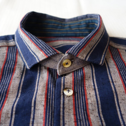 世界に一つだけのシャツ｜Мサイズ｜ファッと軽い着心地・オトナのメンズシャツ｜サイズ調整OK｜遠州織物一点モノ― 5枚目の画像