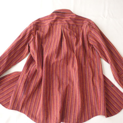 軽い着心地・オトナの赤いメンズシャツ｜25000円のオーダーメイド｜えんしゅうめんつむぎー静岡みかん色の・橙シャツー 7枚目の画像