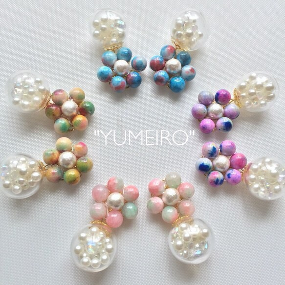 "YUMEIRO"天然石ピアス 1枚目の画像