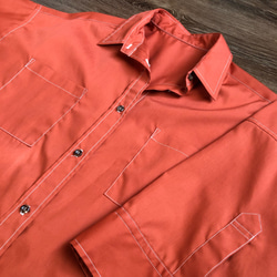 さらっと着られるシャツワンピース(七分丈) ‐ テラコッタ/オレンジ/綿ポリ/FREESIZE 3枚目の画像