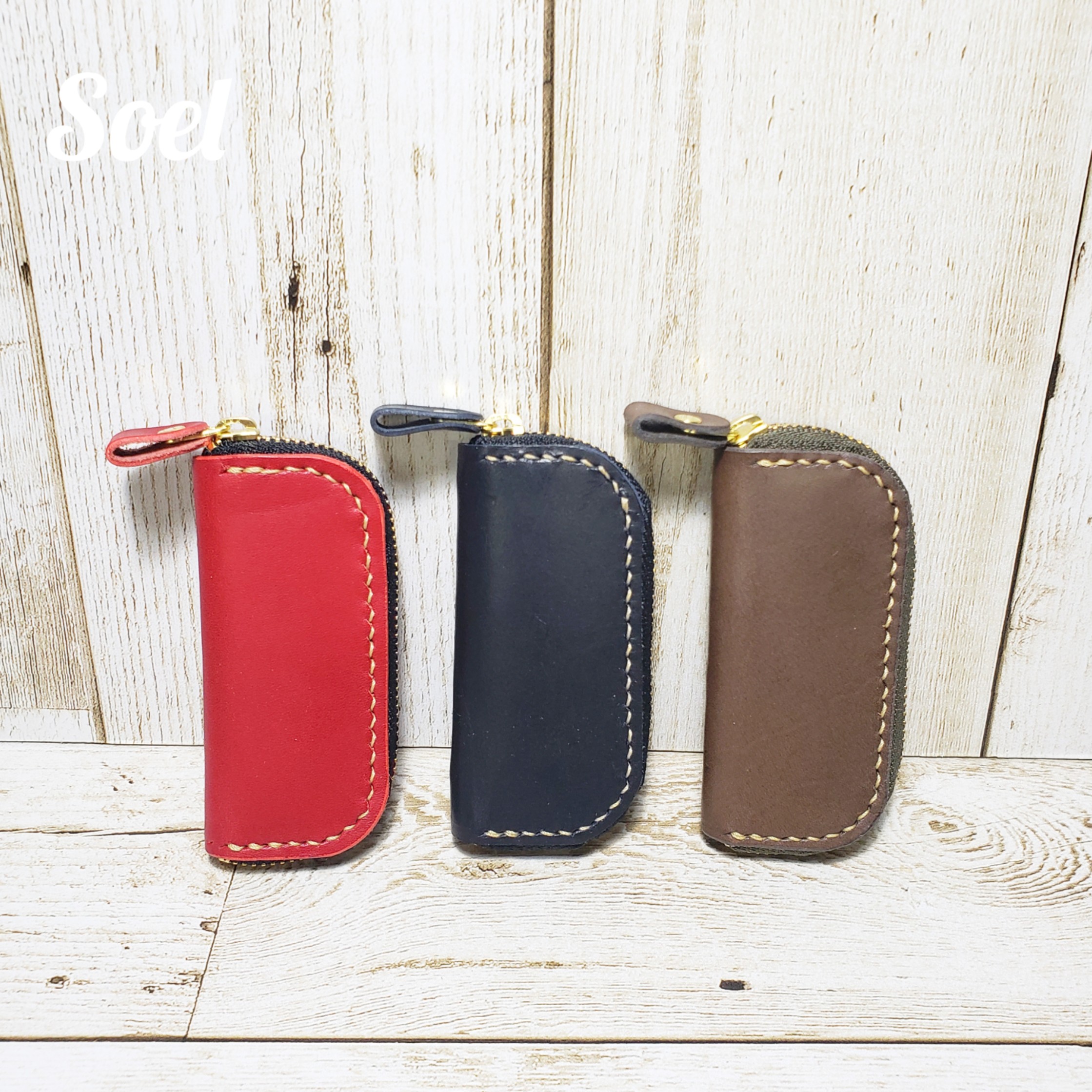 レザー ファスナー仕立ての印鑑ケース カラーオーダー可 その他ケース  