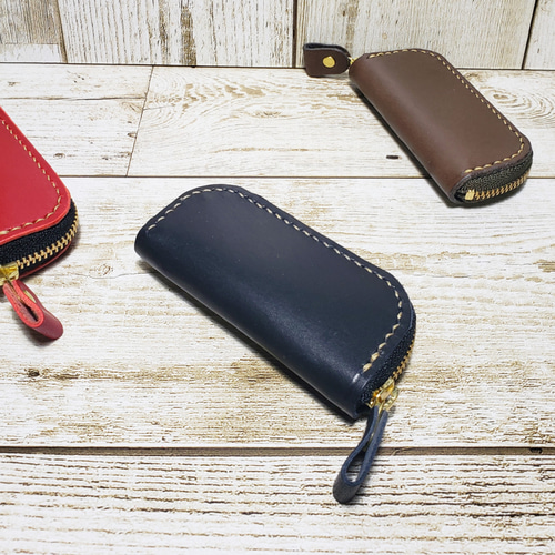 レザー ファスナー仕立ての印鑑ケース カラーオーダー可 その他ケース  