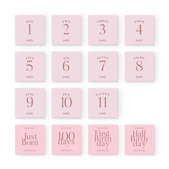 スクエア月齢カード［TYPE02］ | 正方形・アルバス・出産祝い・誕生日・日本製 4枚目の画像