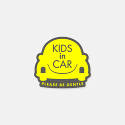 KIDS in car［YELLOW］車用ステッカー ｜北欧風・日本製 2枚目の画像