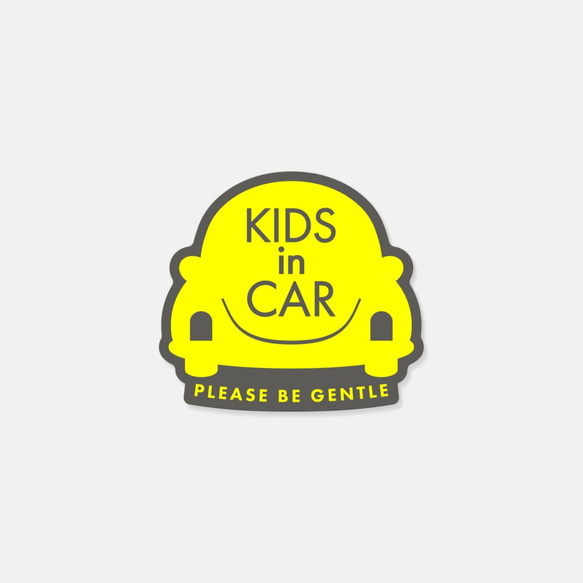 KIDS in car［YELLOW］車用ステッカー ｜北欧風・日本製 2枚目の画像