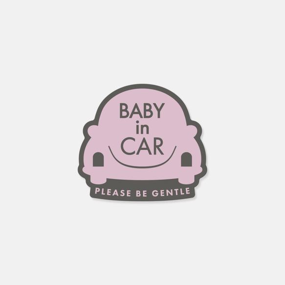 BABY in car　車用ステッカー ［milky pink］｜北欧風・カー用品・日本製 2枚目の画像