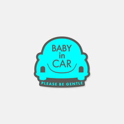 BABY in car　車用ステッカー ［BLUE］｜北欧風・カー用品・日本製 1枚目の画像