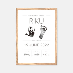 手形・足形アート 命名書（TYPE 01） | 出産・ベビーポスター・名入れ・日本製 4枚目の画像